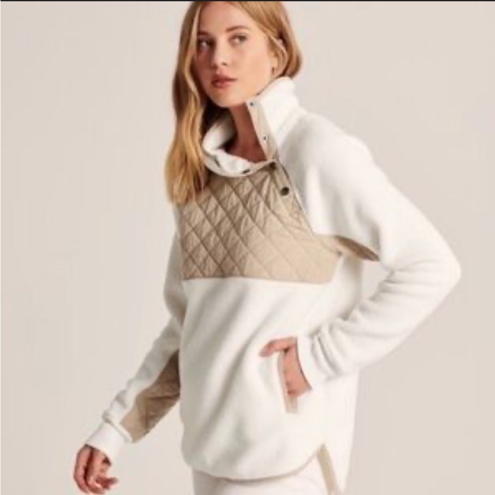 Abercrombie Brown and Cream leather Quilted Pullover